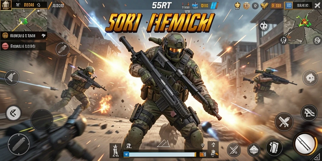 Tampilan gameplay seru dan aksi tempur di 55RT.