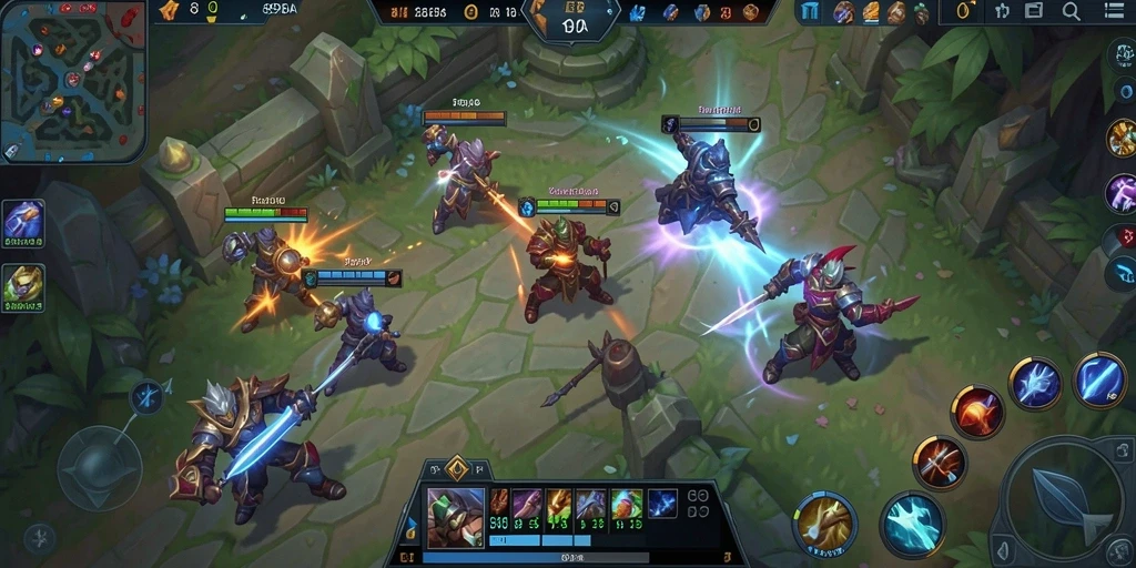 Tampilan gameplay seru di arena MOBA penuh aksi.