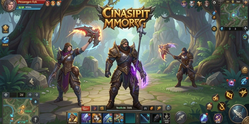 Tampilan utama gameplay CINASIPIT yang menampilkan pertarungan epik dan petualangan.