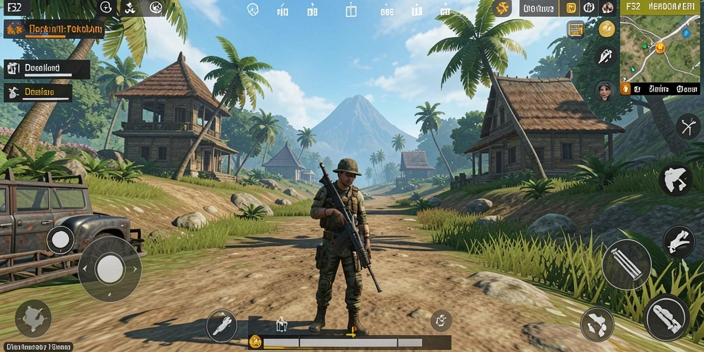 Screenshot F32 menampilkan momen seru dalam dunia terbuka.
