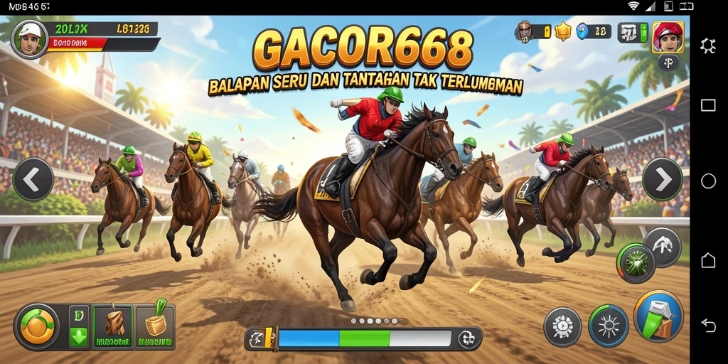 Gameplay balapan GACOR668 yang mendebarkan dan seru.