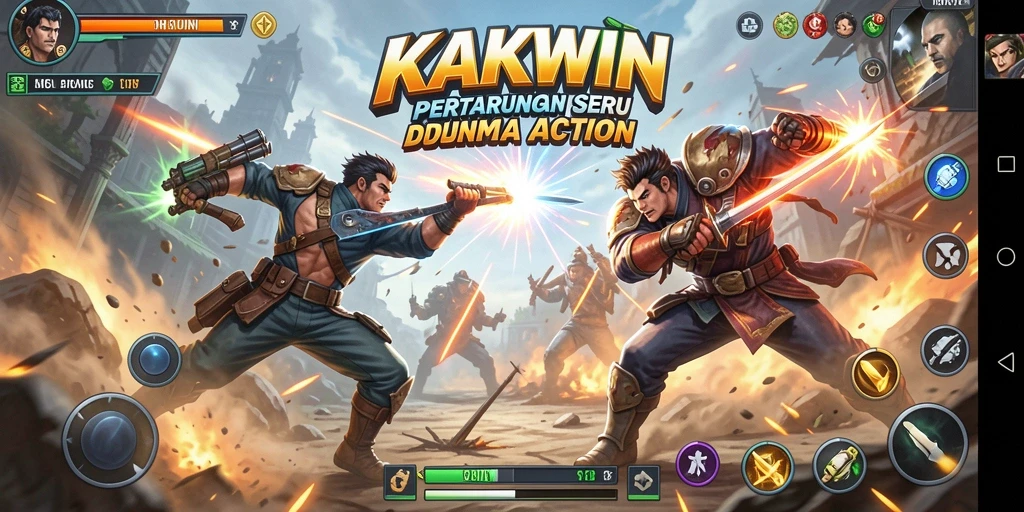 Screenshot KAKWIN menampilkan aksi seru dalam pertempuran.