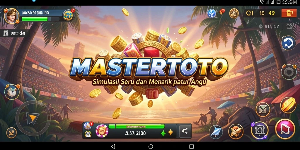Tangkapan layar gameplay MASTERTOTO yang menampilkan aksi simulasi yang dinamis.