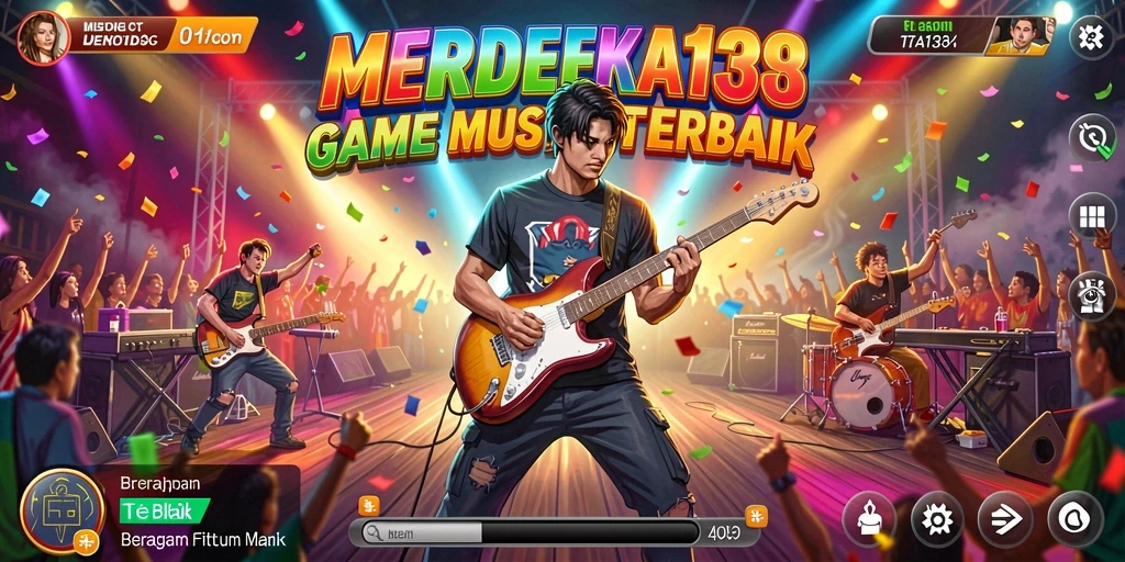 Tampilan menarik dari gameplay <strong>MERDEKA138</strong> dengan berbagai lagu dan tantangan.