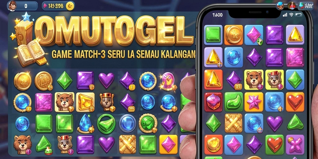 Screenshot gameplay OMUTOGEL yang menunjukkan seru mencocokkan warna.