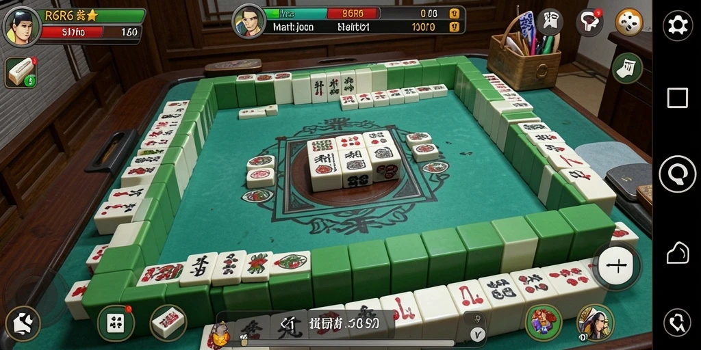 Screenshot R6R6 menunjukkan tampilan permainan Mahjong yang menarik dan interaktif.