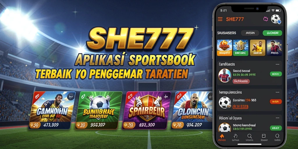 Tampilan utama SHE777 dengan fitur taruhan olahraga yang menarik.