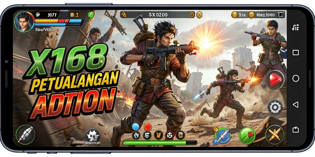 Tampilan gameplay seru dan mendebarkan dari X168 yang penuh aksi.